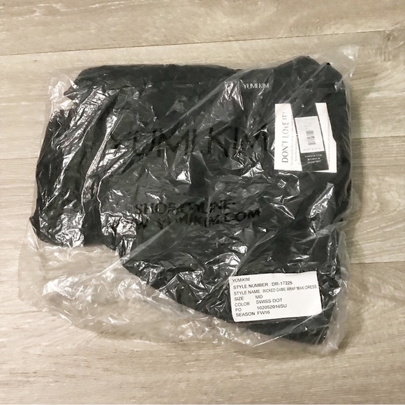 Yumi Kim Wicked Game Wrap Maxi Dress Black Swiss Dot Size M NIB - Picture 2 of 6